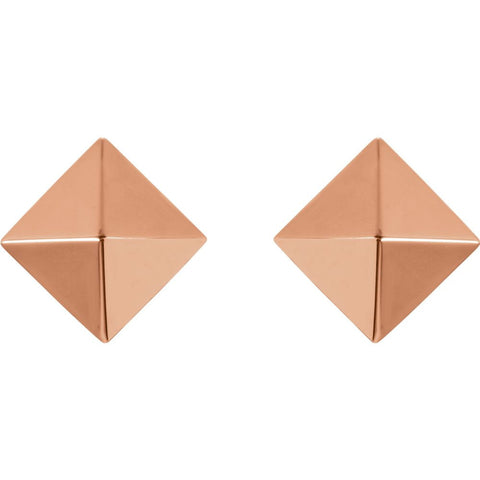 14k Rose Gold Pyramid Earrings