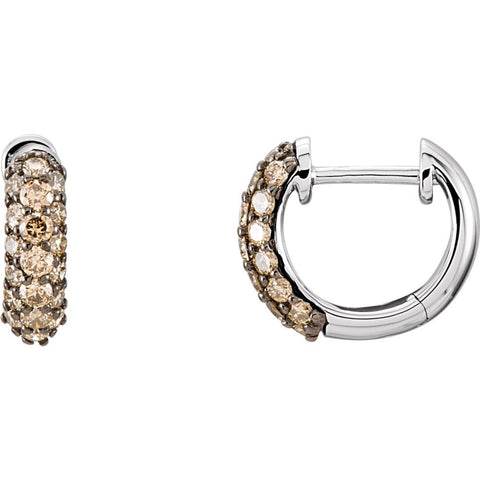 14k White Gold 5/8 CTW Brown Diamond Earrings
