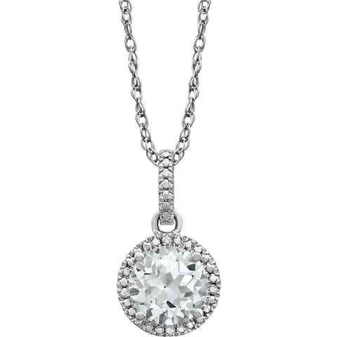 Sterling Silver Lab-Grown White Sapphire and .01 CTW Diamond 18" Necklace