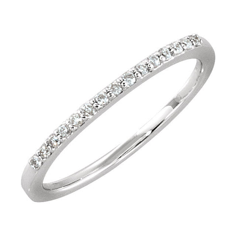 14k White Gold 1/8 CTW Diamond Anniversary Band Size 7