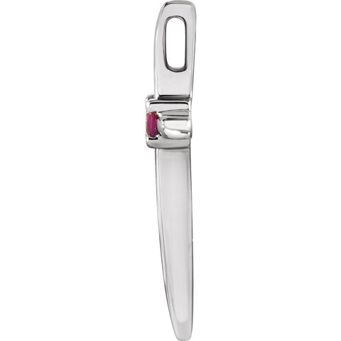 14k White Gold Ruby Cross Pendant 17.75x10mm