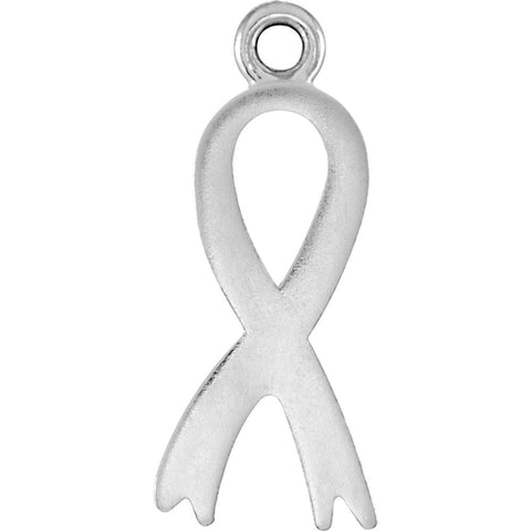 14k White Gold Breast Cancer Awareness Ribbon Charm