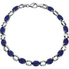 14K White Gold 7X5mm Oval Blue Sapphire 7-Inch Bracelet