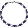 14K White Gold 7X5mm Oval Blue Sapphire 7-Inch Bracelet