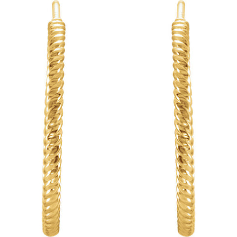14k Yellow Gold 21mm Rope Design Hoop Earrings