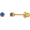 14k Yellow Gold with Stainless Steel Solitaire "September" Birthstone Piercing Earrings