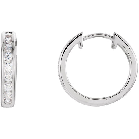 Sterling Silver Cubic Zirconia Hinged Hoop Earrings
