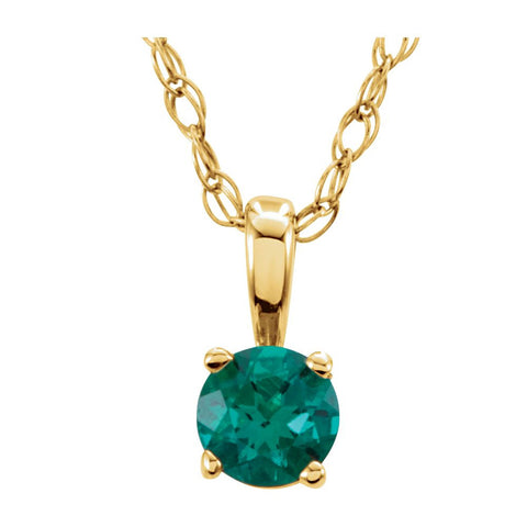 14k Yellow Gold Emerald "May" Birthstone 14" Necklace