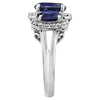 14k White Gold Created Blue Sapphire & .04 CTW Diamond Ring, Size 7