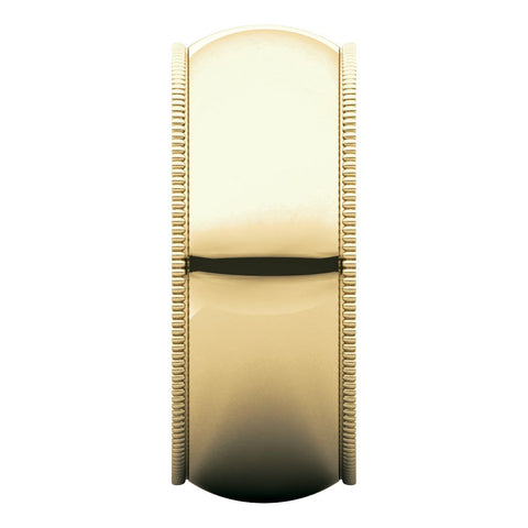 18k Yellow Gold 8mm Milgrain Comfort Fit Band, Size 10.5