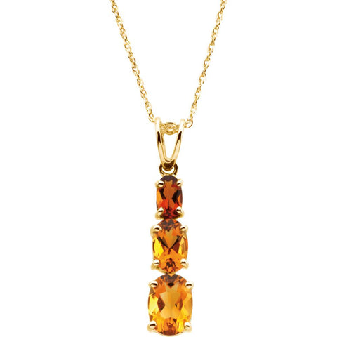 14k Yellow Gold 3-Stone Citrine 18" Necklace