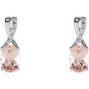 14k White Gold Morganite & .05 CTW Diamond Earrings
