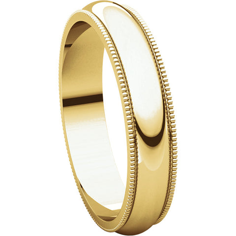 10k Yellow Gold 4mm Milgrain Band, Size 10