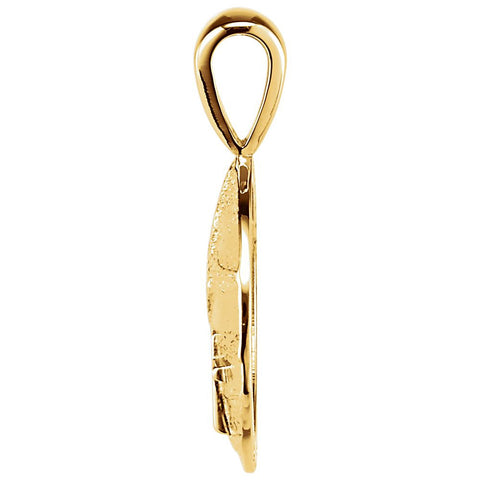 14k Yellow Gold 27.6x19.1mm Heart print Storm Pendant