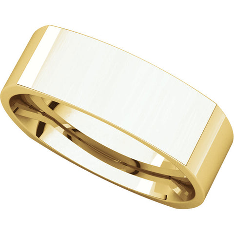 14k Yellow Gold 6mm Square Comfort Fit Band, Size 10