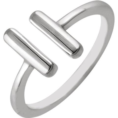 14k White Gold Vertical Bar Ring, Size 7