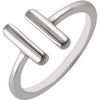 14k White Gold Double Vertical Bar Ring, Size 7