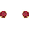 14k Yellow Gold Imitation Ruby Youth Earrings