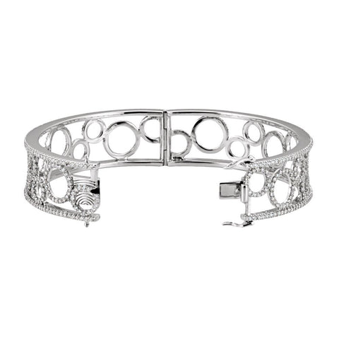 14k White Gold 6 7/8 CTW Diamond Bangle Bracelet