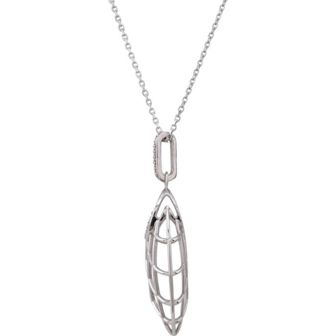 14k White Gold .06 CTW Diamond Nest Design 18" Necklace