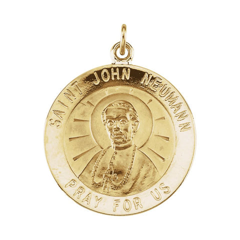 14k Yellow Gold 22mm Round St. John Neumann Medal