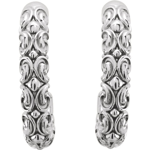 14k White Gold 20x4.1mm Sculptural-Inspired Half-Hoop Earrings