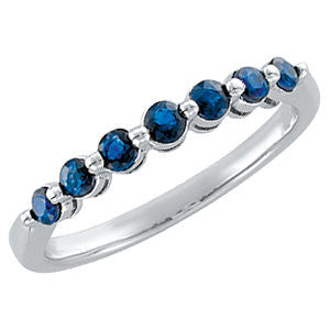 14k White Gold Blue Sapphire Anniversary Band Size 7
