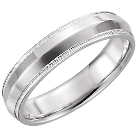 14k White Gold 5mm Knife Edge Comfort Fit Milgrain Band Size 8