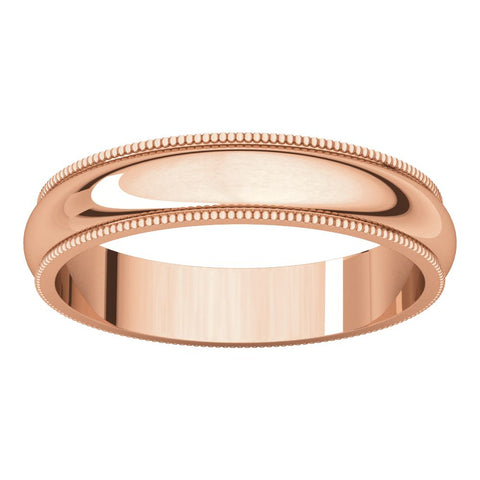 14k Rose Gold 4mm Milgrain Band, Size 7