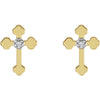 14K Yellow .01 CTW Diamond Cross Earrings