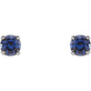 14k White Gold Imitation Blue Sapphire Youth Earrings