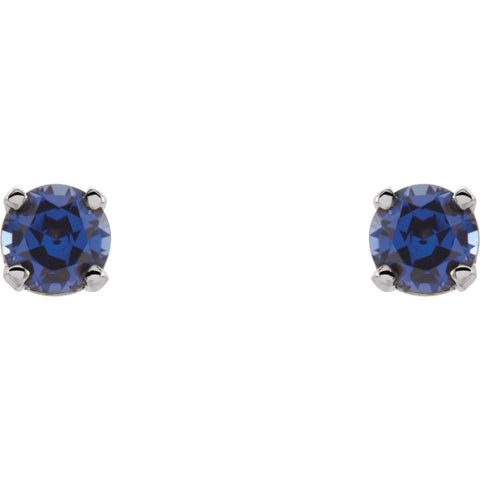 14k Yellow Gold Genuine Blue Sapphire Youth Earrings