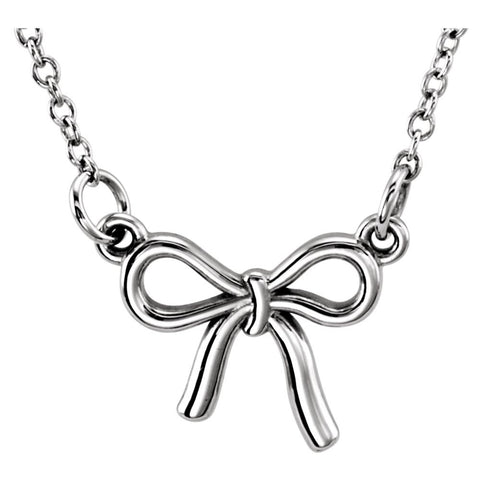 Sterling Silver Tiny Posh Knotted Bow 16-18" Necklace