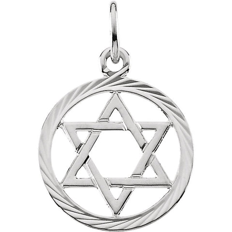 14k White Gold Star of David Pendant