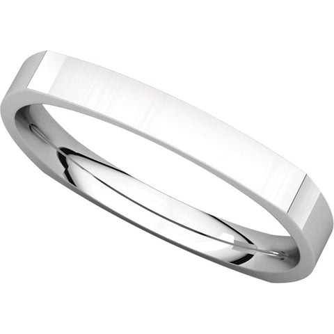 14k White Gold 2.5mm Square Comfort Fit Band, Size 5.5
