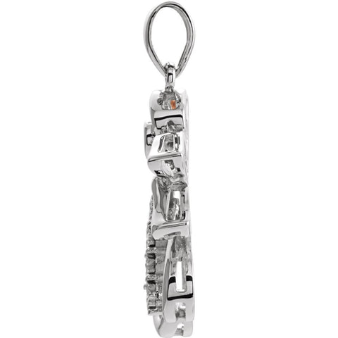 Sterling Silver 24.9x16mm Diamond Angel Pendant