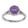 14k White Gold Amethyst & 1/5 CTW Diamond Ring, Size 7