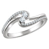 14k White Gold 1/4 ctw. Diamond Two Stone Ring, Size 7