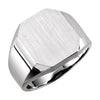 16.00X14.00 mm Men's Signet Ring with Brush Finished Top in 14k White Gold ( Size 10 )