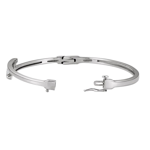 14k White Gold Diamond 3-Stone Bangle Bracelet