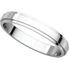 14k White Gold 3mm Flat Edge Band, Size 7