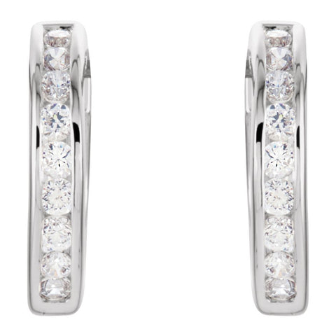 Sterling Silver Cubic Zirconia Hinged Hoop Earrings