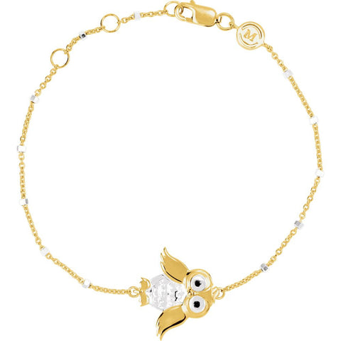 18k Yellow Gold Vermeil Owl 7.5" Bracelet for Wisdom