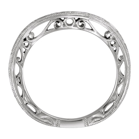 14k White Gold Hand-Engraved Band, Size 6