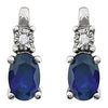 14k White Gold Created Blue Sapphire & .02 CTW Diamond Accented Earrings