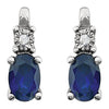 14k White Gold Created Blue Sapphire & .02 CTW Diamond Accented Earrings