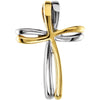 Religious Cross Pendant Two-Tone in 14k White and Yellow Gold