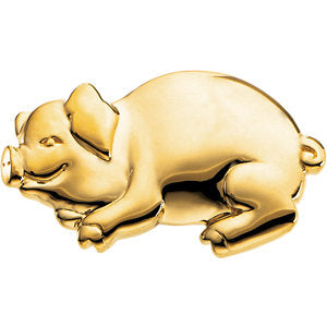 17.25x29.25 mm Bonnie The Pig Brooch in 14K Yellow Gold