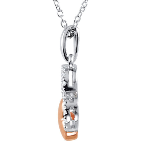 14K Rose Gold-Plated Sterling Silver 1/6 CTW Diamond Heart 18" Necklace