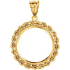 2.5mm Solid Rope Tab Back Frame Pendant For Canadian 1/4 Ounce Maple Leaf Coin in 14K Yellow Gold
